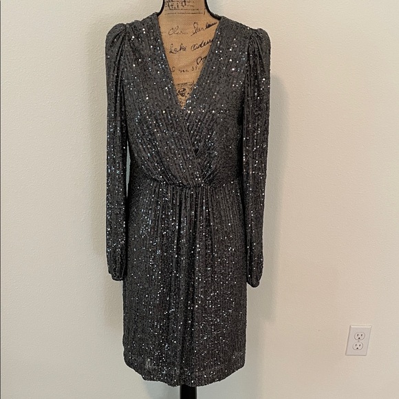 Alex Marie Elegant Grey Sequin Dress - Picture 1 of 2